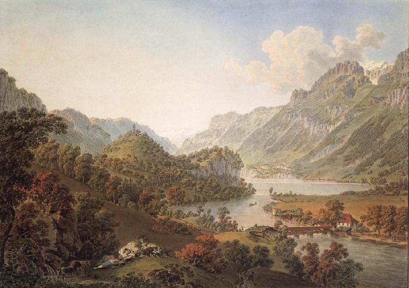 Gabriel Lory Pere Gone out of THE Aar of the Lake of Brienz China oil painting art